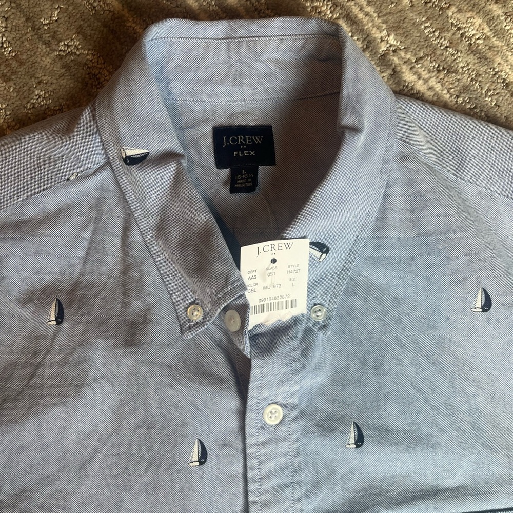 J. Crew Button Down Flex Sailboats Dress Shirt (Chambray)